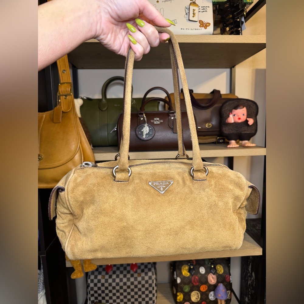 East West Suede Prada Shoulder Bag